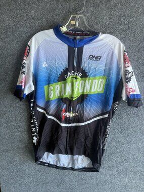 DNA Cycling Cache Gran Fondo Cycling Jersey Mens 2XL Blue Short Sleeve Full Zip